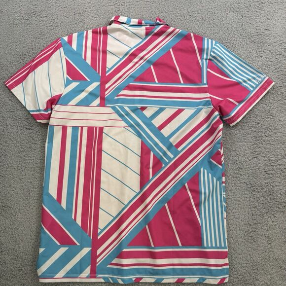 Kenny Flowers Polo Shirt Mens M White Blue Pink Short Sleeve Golf Stretch - Picture 7 of 8